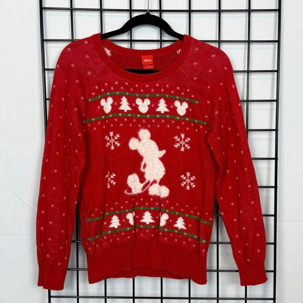 Disney Mickey Mouse Christmas Sweater Womens Medium Red‎ Festive Holiday Ugly